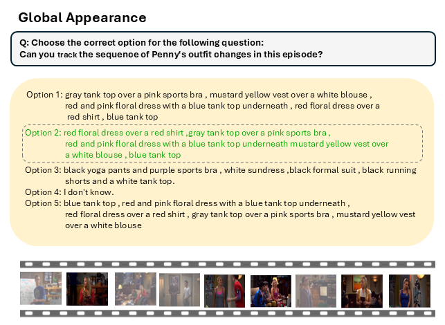 Global appearance skill example - showing character tracking across video timeline